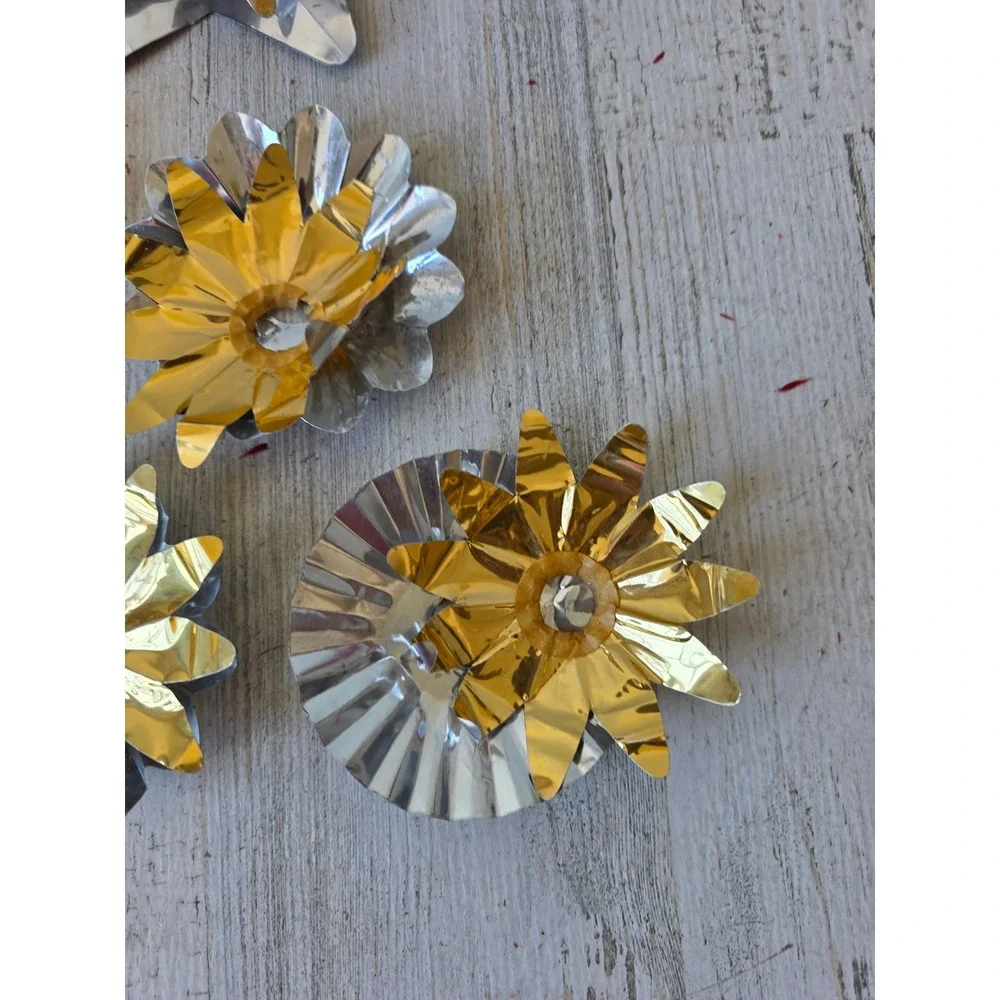 Vintage gold reflector foil ornament holder Xmas decor